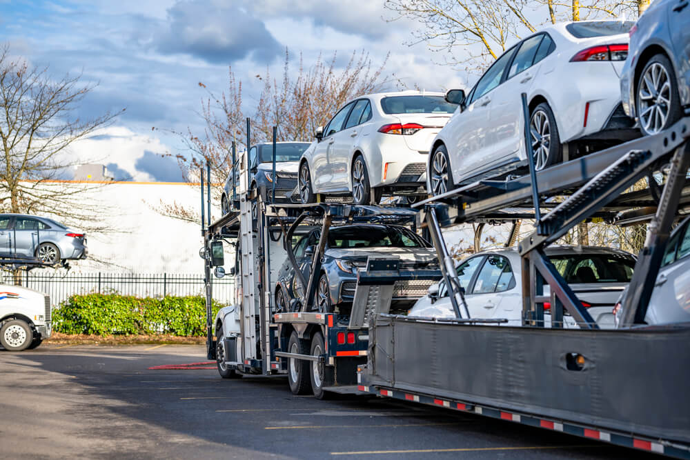 Car Carrier Trailer Transporting Vehicles Across Illinois